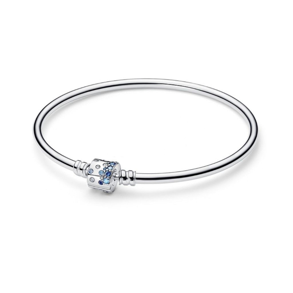 Women's Pandora Silver & Blue Charm Bracelet 6.7
 inches